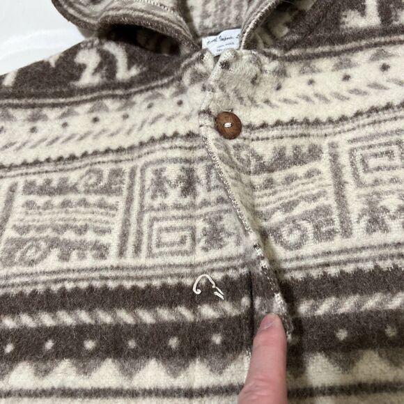 Wool Ecuador Hoodie Vest Aztec Southwestern Tribal Pockets XL MISSING BUTTON - Picture 7 of 11